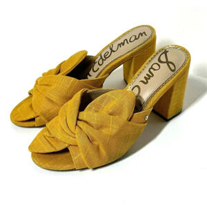 Sam Edelman Oda Mustard Yellow Knot Heels Shoe Size 7